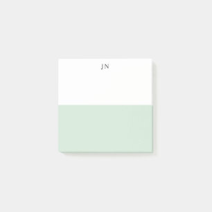 Monogramm hübsche grüne Pastell-Weiß-Farbbblock Post-it Klebezettel