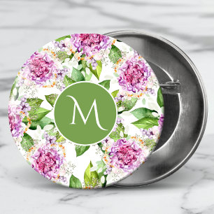 Monogramm Hübsche Lila grüne Farbe Button