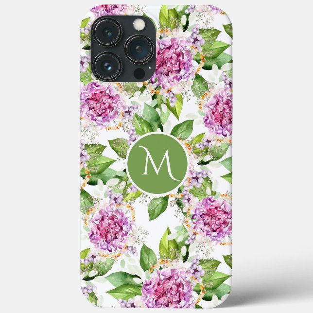 Monogramm Hübsche Lila grüne Farbe Case-Mate iPhone Hülle (Rückseite)