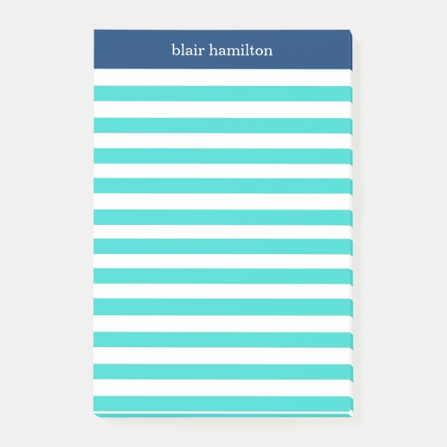 Monogramm Hübscher Streifen Post-it Klebezettel (Vorderseite)