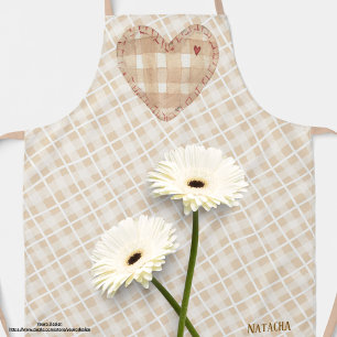 Monogramm Hübsches rustikales Herz und Tartan Brow Schürze