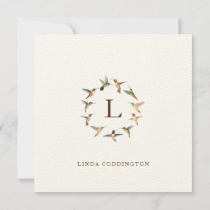 Monogramm Hummingbird-Merkkarte Mitteilungskarte