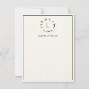 Monogramm Hummingbird-Note-Karte Mitteilungskarte