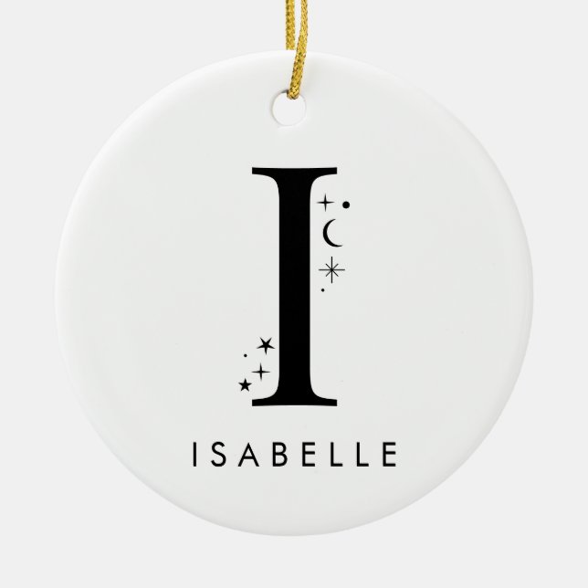 Monogramm I Celestie Name Keramik Ornament (Vorne)