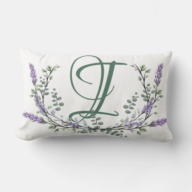 Monogramm I Lavendel Eucalyptus Lendenkissen (Vorderseite)