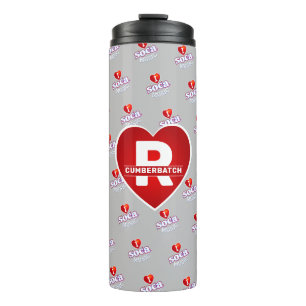 MONOGRAMM I LIEBE SOCA auf GRAU Thermosbecher