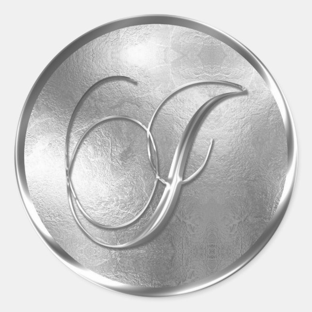 Monogramm I NONMETALLIC Silver Umschlag Aufkleber (Vorderseite)
