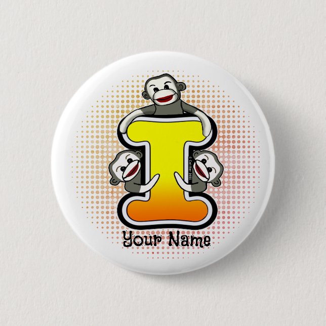 Monogramm I Sock Monkey  Button (Vorderseite)
