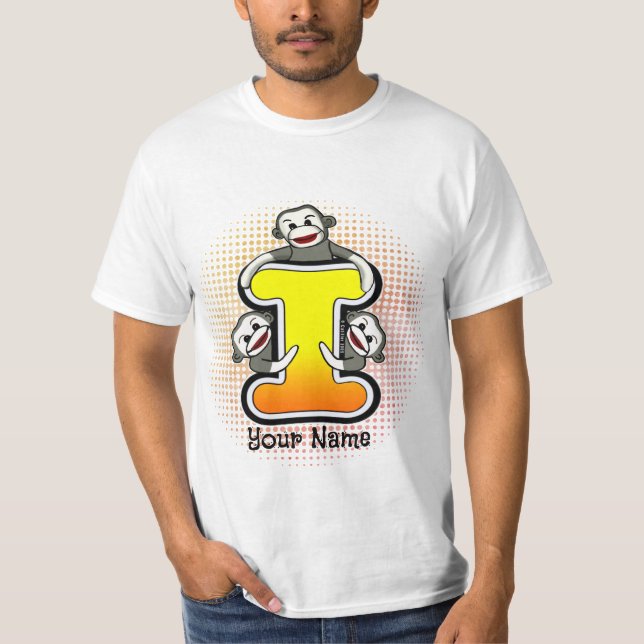 Monogramm I Sock Monkey T-Shirt (Vorderseite)