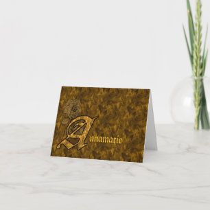 Monogramm Ihr Anfangsbuchstabe A Gold-Pfingstrose  Karte