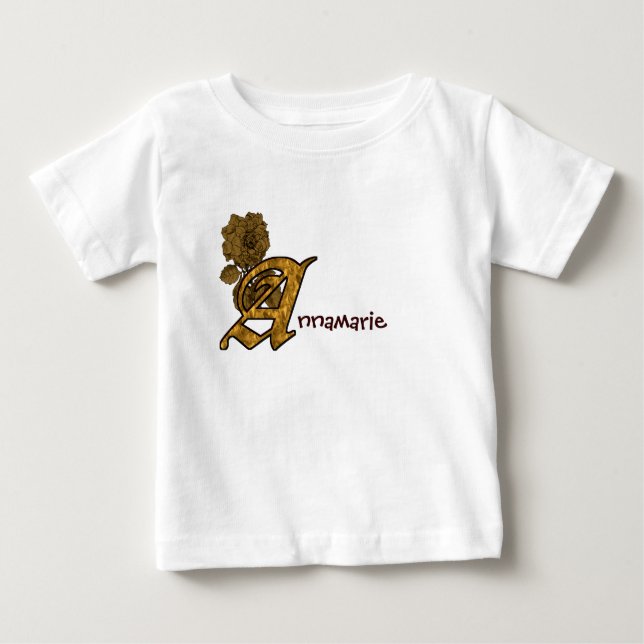 Monogramm Ihr Name Initial A Gold Peony T Shirt (Vorderseite)
