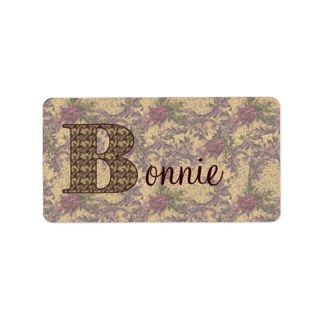 Monogramm Ihr Name Initial B Elegantes Blumenlabel Adressaufkleber (Vorne)