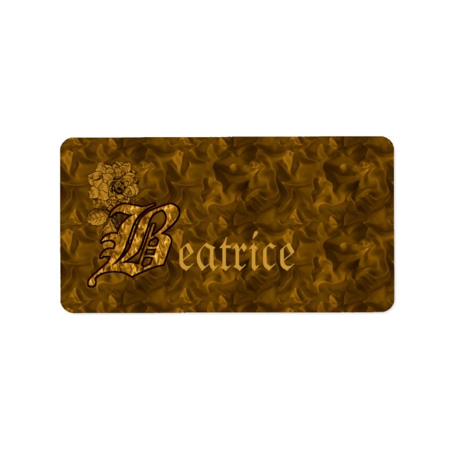 Monogramm Ihr Name Initial B Gold Peony Label Adressaufkleber (Vorne)