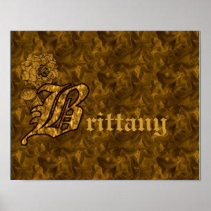 Monogramm Ihr Name Initial B Gold Peony Poster