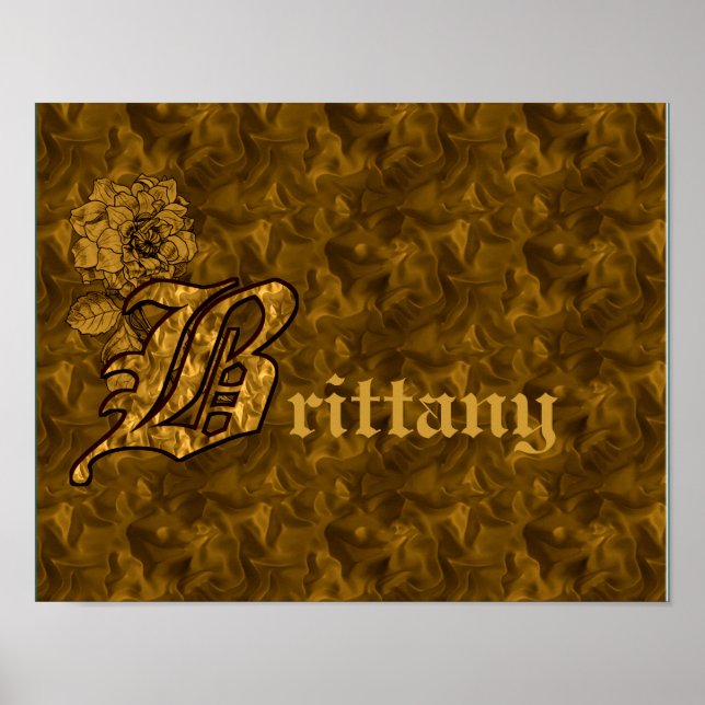 Monogramm Ihr Name Initial B Gold Peony Poster (Vorne)