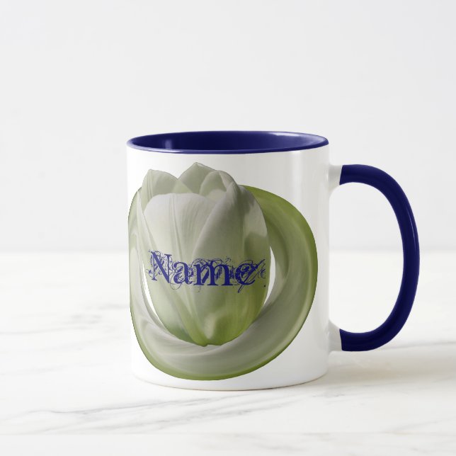 Monogramm Ihr Name Tulip Floral Tasse (Rechts)