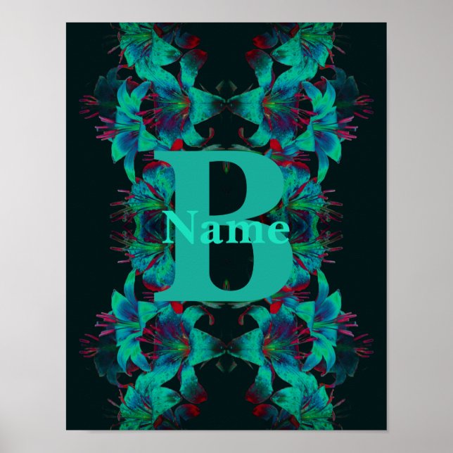 Monogramm Ihre Anfangsbuchstabe Lily Kunst Persona Poster (Vorne)