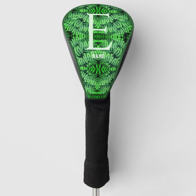 Monogramm Ihre Anfangsbuchstaben Grüne Farne Perso Golf Headcover (Vorderseite)