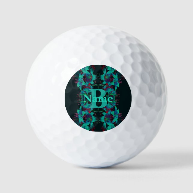 Monogramm Ihrer Anfangsbuchstabe Lily Kunst Person Golfball (Vorderseite)