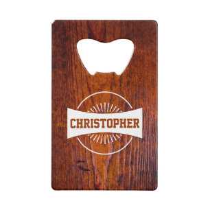 Monogramm Ihres Namens Rustic Wood Retro Logo Geldbeutel Flaschenöffner