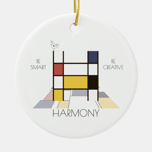 Monogramm im modernen Kunststil. Buchstabe H Keramik Ornament (Vorne)