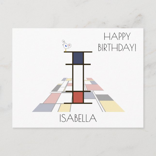 Monogramm im modernen Kunststil. Buchstabe I Postkarte (Vorderseite)