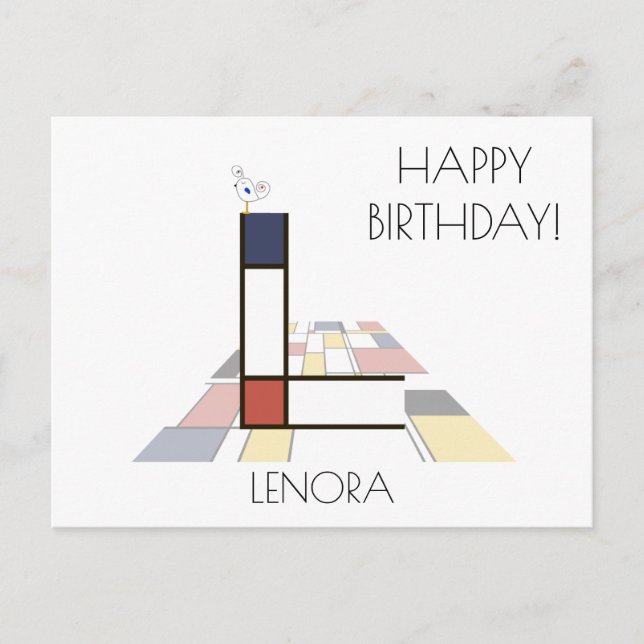 Monogramm im modernen Kunststil. Buchstabe L Postkarte (Vorderseite)