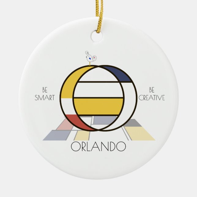 Monogramm im modernen Kunststil. Buchstabe O Keramik Ornament (Vorne)