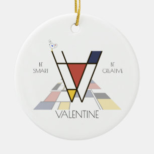 Monogramm im modernen Kunststil. Buchstabe V Keramik Ornament