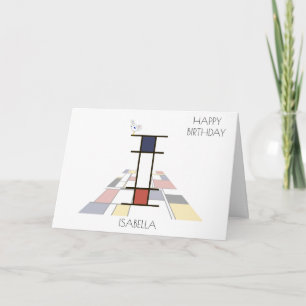 Monogramm im Neoplastikstil. Buchstabe I Karte