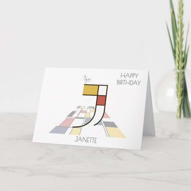Monogramm im Neoplastikstil. Buchstabe J Karte (Vorderseite)