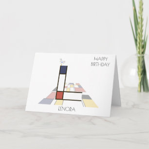 Monogramm im Neoplastikstil. Buchstabe L Karte