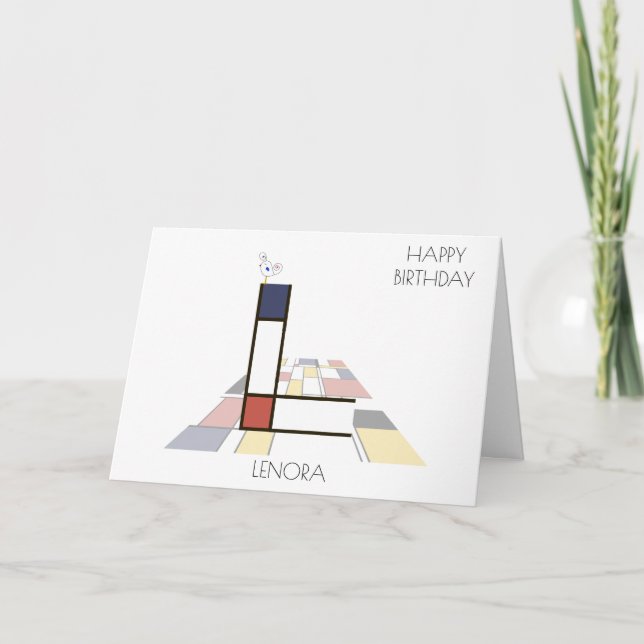 Monogramm im Neoplastikstil. Buchstabe L Karte (Vorderseite)