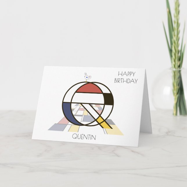 Monogramm im Neoplastikstil. Buchstabe Q Karte (Vorderseite)