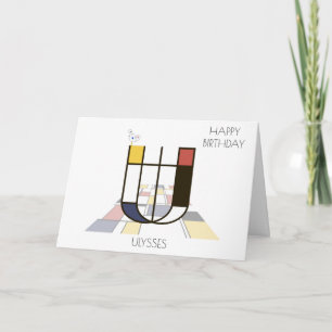 Monogramm im Neoplastikstil. Buchstabe U Karte