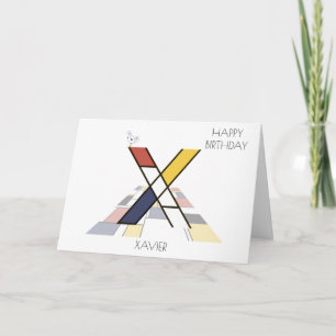 Monogramm im Neoplastikstil. Buchstabe X Karte