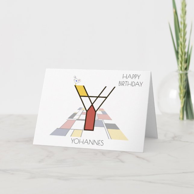 Monogramm im Neoplastikstil. Buchstabe Y Karte (Vorderseite)