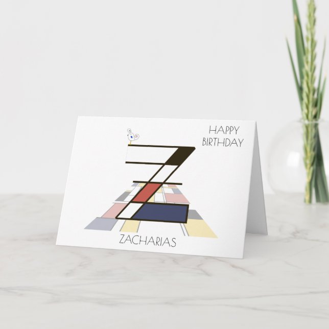 Monogramm im Neoplastikstil. Buchstabe Z Karte (Vorderseite)