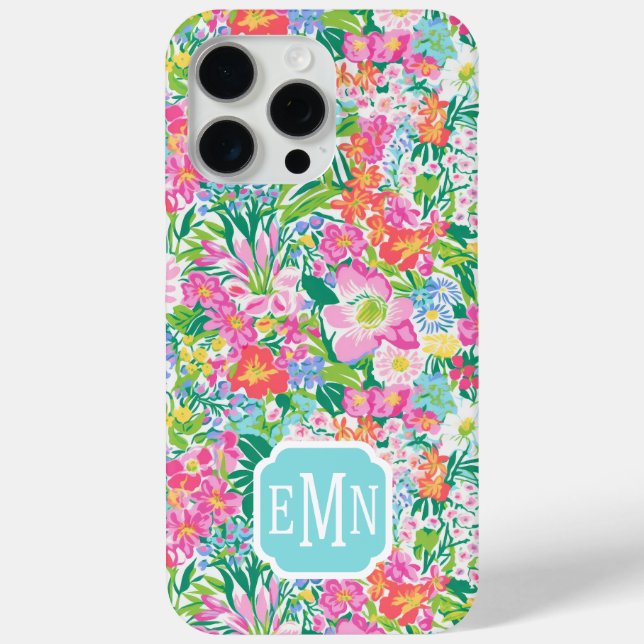 Monogramm im rosa Blumen Garten Case-Mate iPhone Hülle (Rückseite)