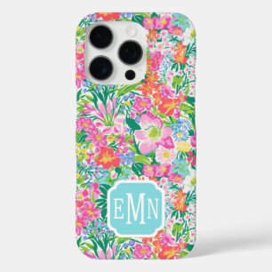 Monogramm im rosa Blumen Garten iPhone 16 Pro Hülle