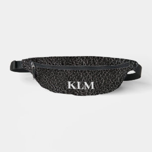 Monogramm im schwarzen Lederlook Bauchtasche
