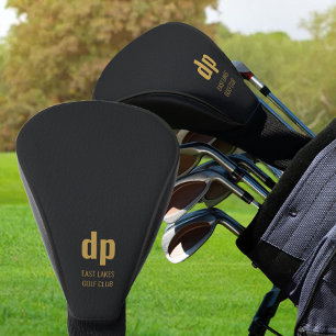 Monogramm im schwarzen Lederlook und personalisier Golf Headcover