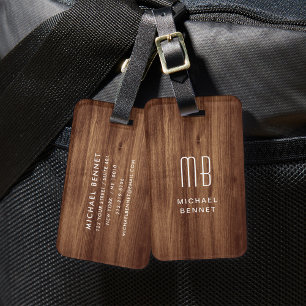Monogramm Imitate Holzstruktur Gepäckanhänger