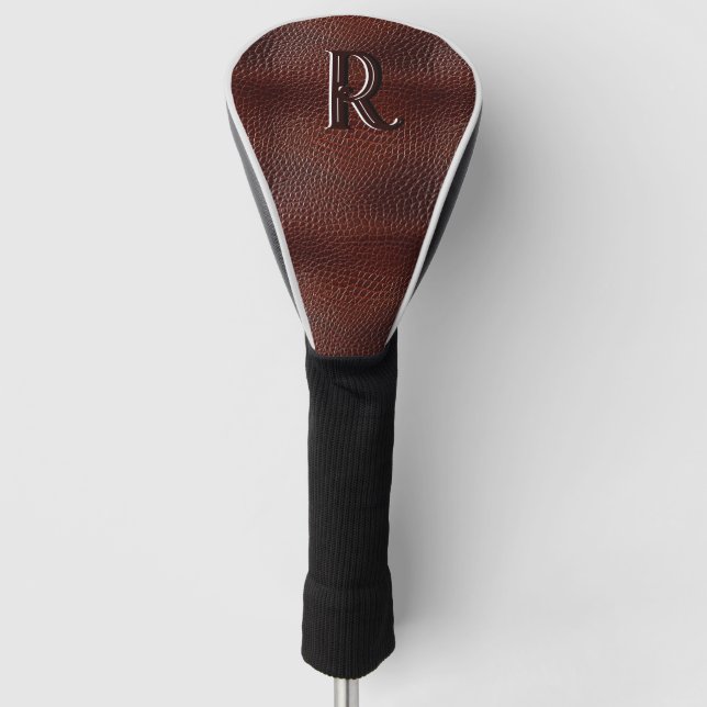 Monogramm Imitate Lederbraun Golf Headcover (Vorderseite)