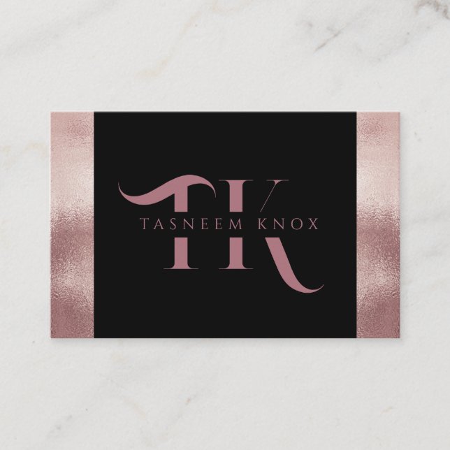 Monogramm Imitate Rose Gold Minimalistisch Visitenkarte (Vorderseite)