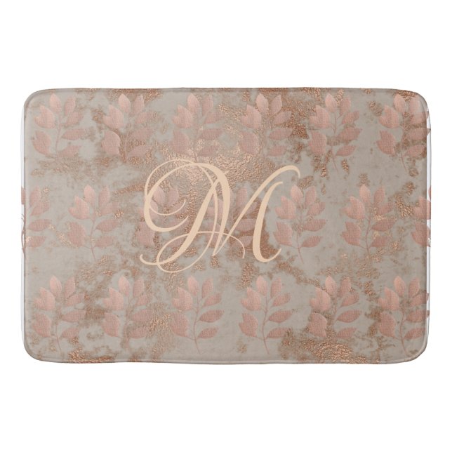 Monogramm Imitate Rose Gold Muster Bath Mat Badematte (Vorderseite)