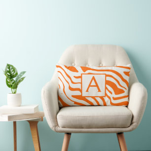 Monogramm in beliebiger Farbe und Off-White Zebras Lendenkissen