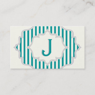 Monogramm in einem Rahmen mit aquamarinen, weißen  Visitenkarte