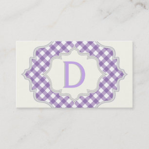 Monogramm in einem Rahmen mit lila, weißem Pisley Visitenkarte