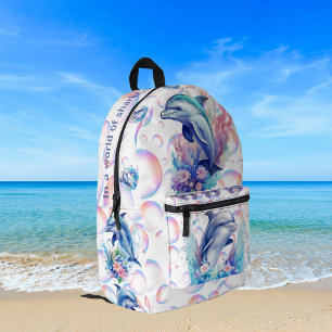 Monogramm in einer Welt der Haie, sei ein Delphin Bedruckter Rucksack